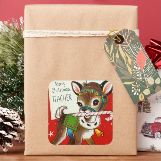 ヴィンテージレトロクリスマストインデア先生シール スクエアシール (クリスマス)