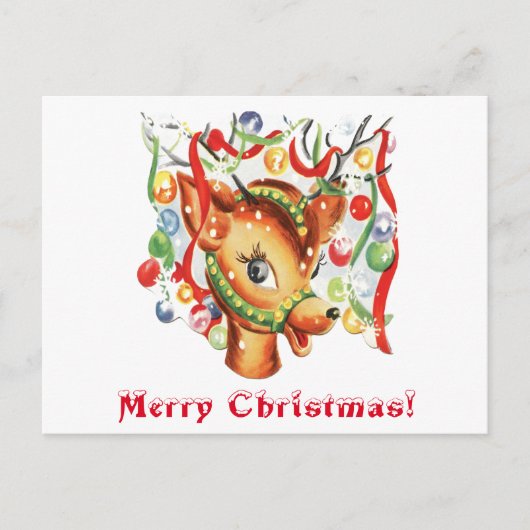 ヴィンテージレトロクリスマストインデア紙吹雪 シーズンポストカード (正面)