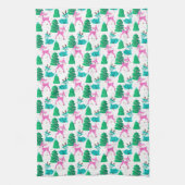 ヴィンテージレトロクリスマストインデナーオンホワイト キッチンタオル (縦)