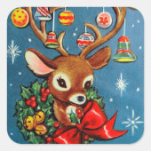 ヴィンテージレトロクリスマストインデナーホリデーステッカー スクエアシール (正面)