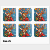 ヴィンテージレトロクリスマストインデナーホリデーステッカー スクエアシール (シート)