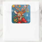 ヴィンテージレトロクリスマストインデナーホリデーステッカー スクエアシール (バッグ)