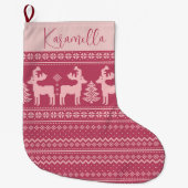 ヴィンテージレトロクリスマストナディアセーターの模様 ラージクリスマスストッキング (正面)