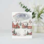 ヴィンテージレトロクリスマスハウスin雪はがき ポストカード (スタンド正面)