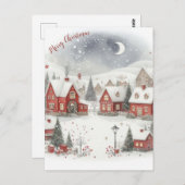 ヴィンテージレトロクリスマスハウスin雪はがき ポストカード (正面/裏面)
