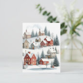 ヴィンテージレトロクリスマスハウスin雪はがき ポストカード (スタンド正面)