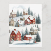 ヴィンテージレトロクリスマスハウスin雪はがき ポストカード (正面)