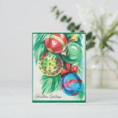 ヴィンテージレトロクリスマスバルブスホリディポストカード シーズンポストカード (スタンド正面)