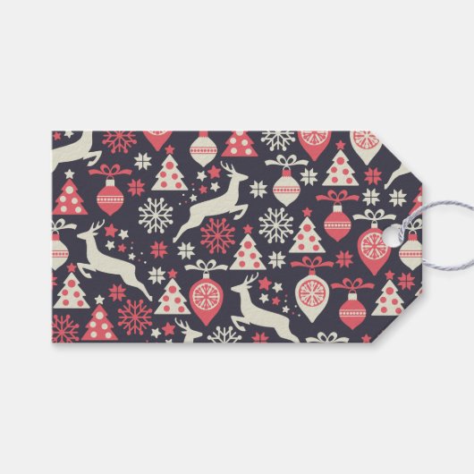 ヴィンテージレトロクリスマスパターン ギフトタグ (正面(横))
