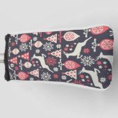 ヴィンテージレトロクリスマスパターン ゴルフヘッドカバー (正面)