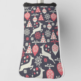 ヴィンテージレトロクリスマスパターン ゴルフヘッドカバー