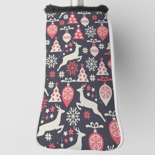 ヴィンテージレトロクリスマスパターン ゴルフヘッドカバー (回転90)