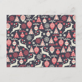 ヴィンテージレトロクリスマスパターン シーズンポストカード