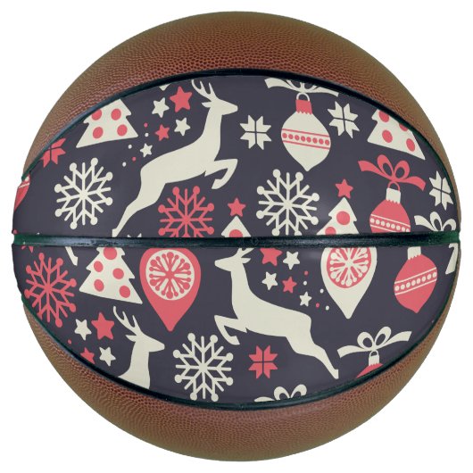 ヴィンテージレトロクリスマスパターン バスケットボール (正面)