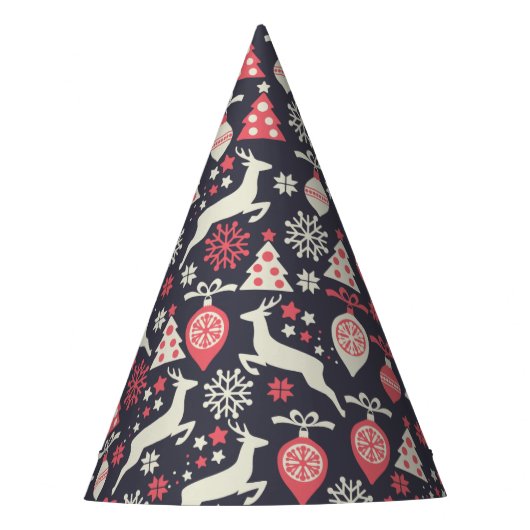 ヴィンテージレトロクリスマスパターン パーティーハット (正面)