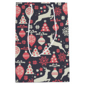 ヴィンテージレトロクリスマスパターン ミディアムペーパーバッグ (正面)