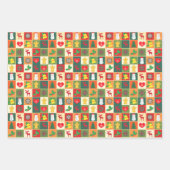 ヴィンテージレトロクリスマスパターン ラッピングペーパーシート (正面2)