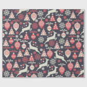 ヴィンテージレトロクリスマスパターン ラッピングペーパー (フラット)