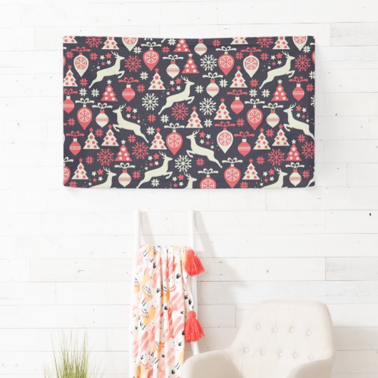 ヴィンテージレトロクリスマスパターン 横断幕 (インサイチュ)