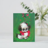 ヴィンテージレトロクリスマスパピーホリデーポストカード シーズンポストカード (スタンド正面)