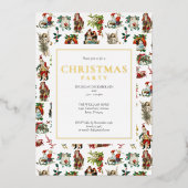 ヴィンテージレトロクリスマスパーティー金ゴールド 箔シーズンカード (正面)