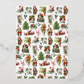 ヴィンテージレトロクリスマスパーティー金ゴールド 箔シーズンカード (裏面)