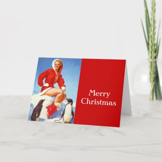 ヴィンテージレトロクリスマスピンアップガール シーズンカード (正面)