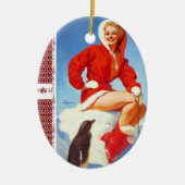 ヴィンテージレトロクリスマスピンガール セラミックオーナメント (正面)