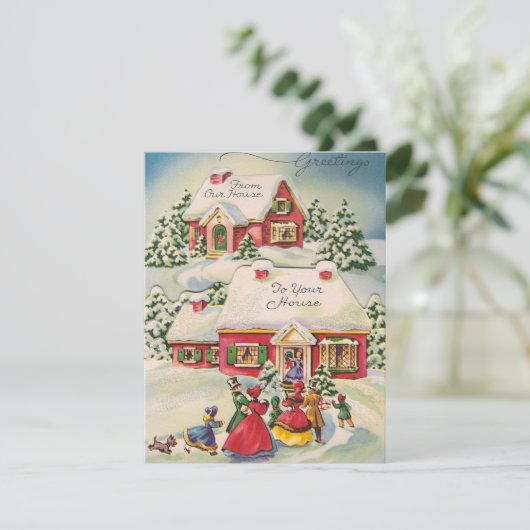 ヴィンテージレトロクリスマスファミリーギャザリングホリデイC シーズンカード (スタンド正面)