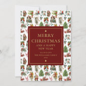 ヴィンテージレトロクリスマスブルゴーニュ金ゴールド写真 シーズンカード (正面)