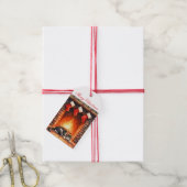 ヴィンテージレトロクリスマスプレゼントラベル – 居心地の良い暖炉 ギフトタグ (より糸付き)