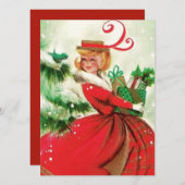 ヴィンテージレトロクリスマスプレゼント シーズンカード (正面/裏面)