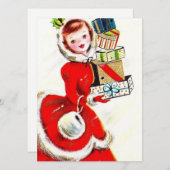 ヴィンテージレトロクリスマスプレゼント シーズンカード (正面/裏面)