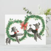 ヴィンテージレトロクリスマスプードルドッグズインリース シーズンカード (スタンド正面)