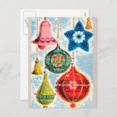 ヴィンテージレトロクリスマスベルズホリディポスター シーズンポストカード (正面/裏面)