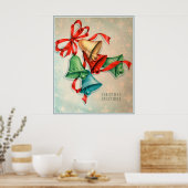 ヴィンテージレトロクリスマスベルズホリディポスター ポスター (キッチン)