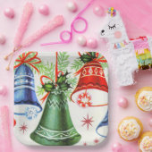 ヴィンテージレトロクリスマスベルズホリデーパーティープレート ペーパープレート (パーティー)