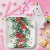 ヴィンテージレトロクリスマスベルパーティープレート ペーパープレート (パーティー)