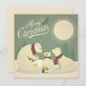 ヴィンテージレトロクリスマスホッキョクグマファミリー シーズンカード (正面/裏面)