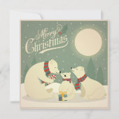 ヴィンテージレトロクリスマスホッキョクグマファミリー シーズンカード (正面)