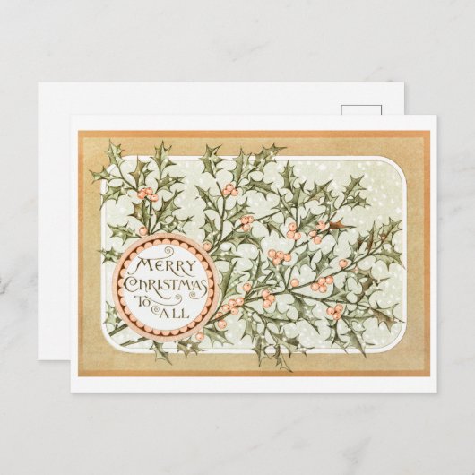 ヴィンテージレトロクリスマスホリデーグリーティングPOSカード シーズンポストカード (正面/裏面)