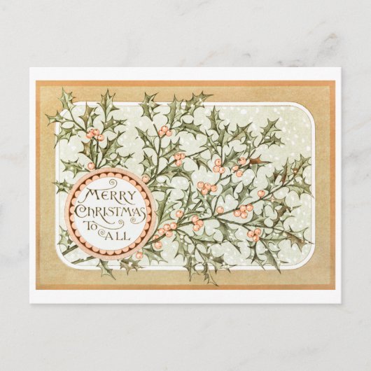 ヴィンテージレトロクリスマスホリデーグリーティングPOSカード シーズンポストカード (正面)