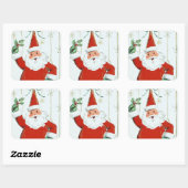 ヴィンテージレトロクリスマスホリデーサンタステッカー スクエアシール (シート)