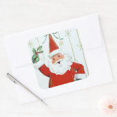 ヴィンテージレトロクリスマスホリデーサンタステッカー スクエアシール (封筒)