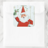 ヴィンテージレトロクリスマスホリデーサンタステッカー スクエアシール (バッグ)