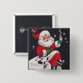 ヴィンテージレトロクリスマスホリデーサンタボタン 缶バッジ (正面&裏面)