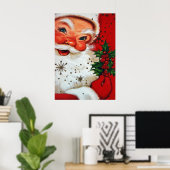 ヴィンテージレトロクリスマスホリデーサンタポスター ポスター (ホームオフィス)