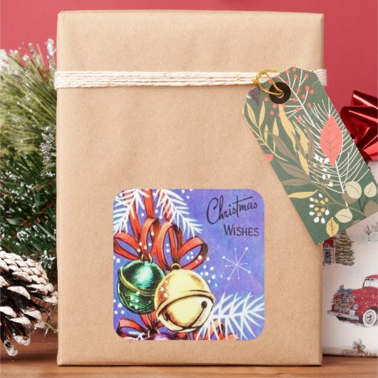 ヴィンテージレトロクリスマスホリデースタンプ スクエアシール (クリスマス)