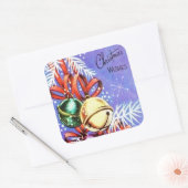 ヴィンテージレトロクリスマスホリデースタンプ スクエアシール (封筒)