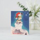 ヴィンテージレトロクリスマスホリデーパピー葉書 シーズンポストカード (スタンド正面)